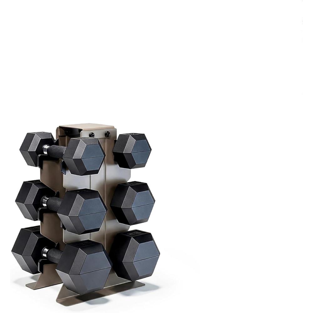 imageCAP Barbell Rubber Coated Hex Dumbbell Set with Vertical Rack  100300 lbs Free Weights Dumbbells Set for Home Gym  Multiple OptionsComfort Handle