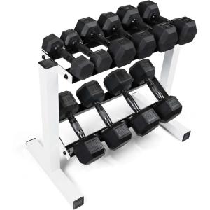 CAP Barbell 150 lb Dumbbell Set with 2-Tier Rack | Multiple Options(White)