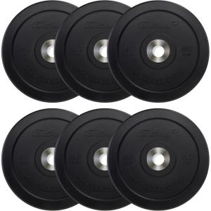 CAP Barbell 2-Inch Olympic Bumper Plate Weight Set with 6 Post Rack | 100-370 lbs | Multiple Options(PRO)