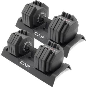 CAP Barbell ADJUSTABELL Adjustable 55 lb Hex Dumbbell Weights – Singles & Pairs | Multiple Handle Options(Pair)