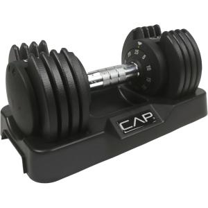 CAP Barbell ADJUSTABELL Adjustable Round Dumbbell Weights – Singles & Pairs | 12.5 lb, 25 lb & 55 lb | Multiple Handle Options(25 lb – Chrome Handle)