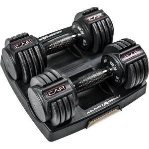 CAP Barbell ADJUSTABELL Adjustable Round Dumbbell Weights – Singles & Pairs | 12.5 lb, 25 lb & 55 lb | Multiple Handle Options(Pair)