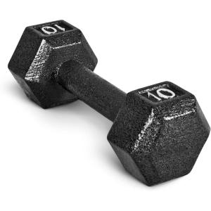 CAP Barbell Cast Iron Hex Dumbbell | Multiple Options(Black  Single)