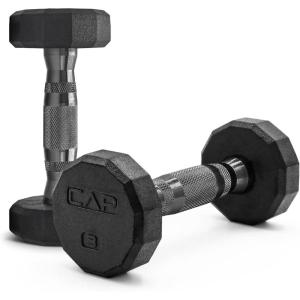 CAP Barbell Coated Dumbbell Weight | Multiple Options Pairs & Sets(12-Sided – Black Handle)