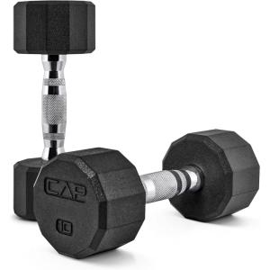 CAP Barbell Coated Dumbbell Weight | Multiple Options Pairs & Sets(12-Sided – Chrome Handle)