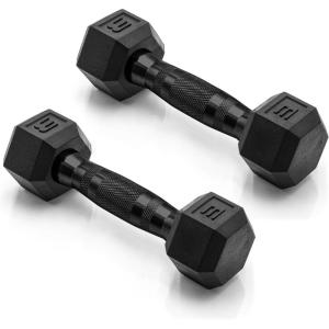 CAP Barbell Coated Dumbbell Weight | Multiple Options Pairs & Sets(Black Handle)