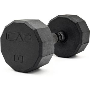 CAP Barbell Coated Hex Dumbbell Weight – Single | 10-120 lbs | Multiple Options(12-Sided – Black Handle)