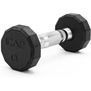 CAP Barbell Coated Hex Dumbbell Weight – Single | 10-120 lbs | Multiple Options(12-Sided – Chrome Handle)