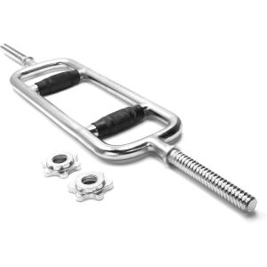 CAP Barbell Standard Threaded 34″ Triceps Bar | Multiple Options(Black  Rubber Grips)