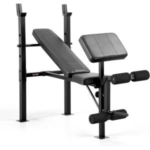 CAP Standard Weight Bench with Preacher Pad | Adjustable Bench Press Station with 4 Backrest Positions, Leg Developer, Steel Frame, 500 LB Capacity | Home Gym Strength Training Bench