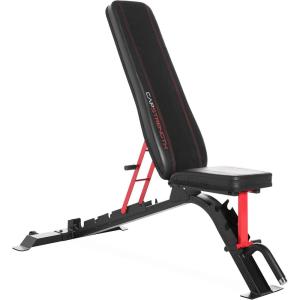 CAP Barbell Strength FID Workout Bench | Flat Incline Decline Positions, Black/Red